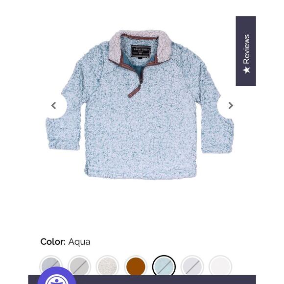 True grit frosty tip blue sherpa henley pullover girls sweater outerwear large